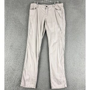 Faherty Brand Chino Pants Mens 36 Grey Cotton Linen Blend Straight Leg Casual